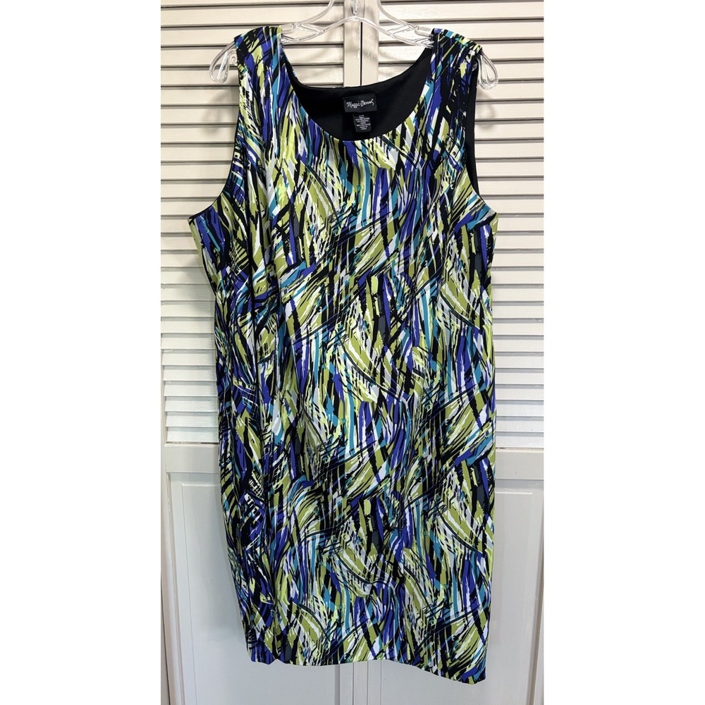 Maggie Barnes Abstract Sleeveless Knee Length Dress Size‎ 22W Side Zip Colorful